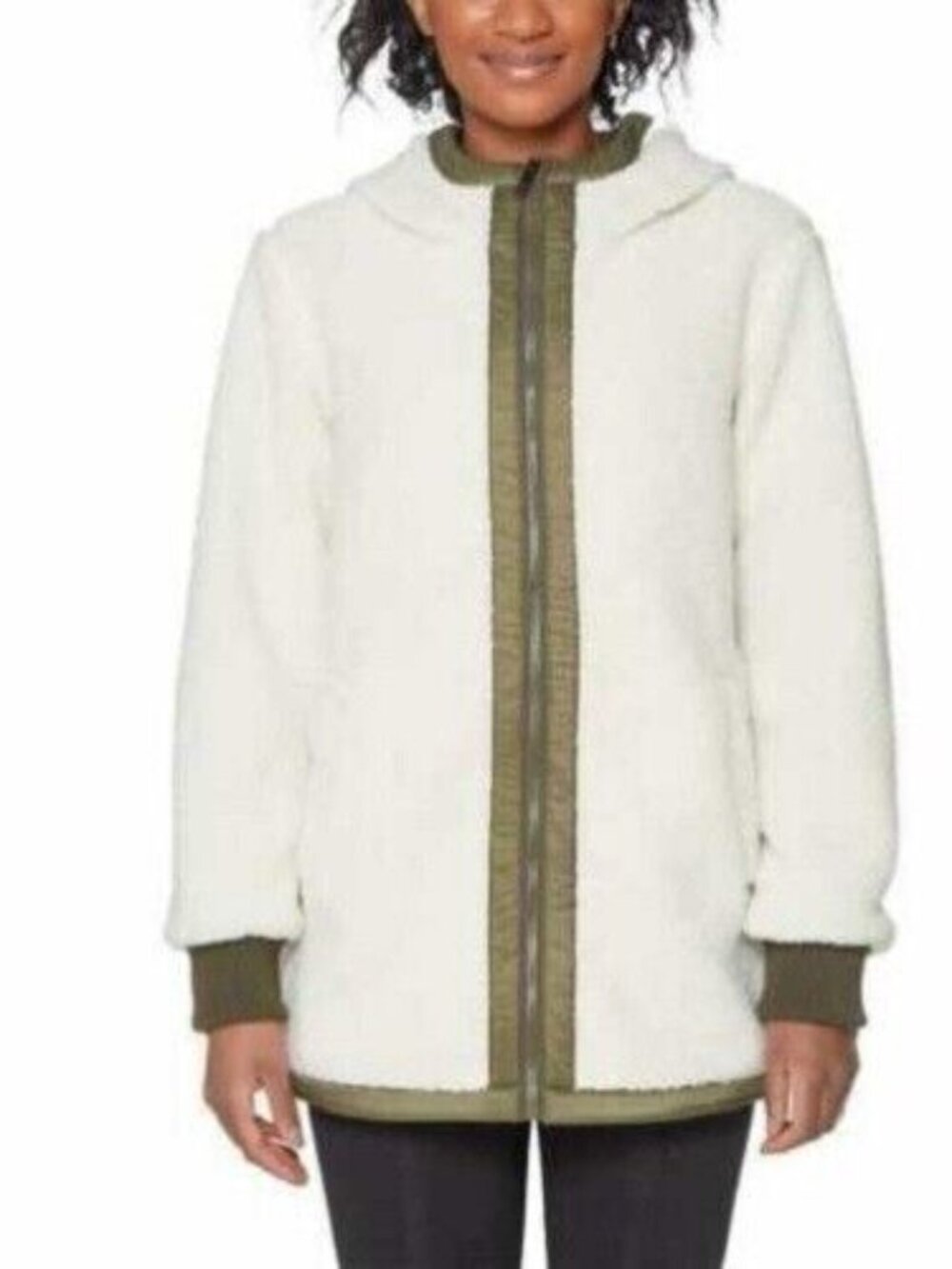 1 Madison Womens Soft Lining Attached Hood Fuzzy Jacket